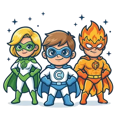Superheroes party theme illustration